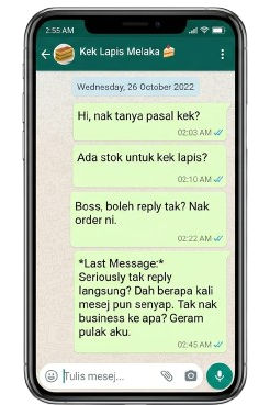 Customer WhatsApp seller tapi tak dapat reply — akhirnya marah dan pergi
